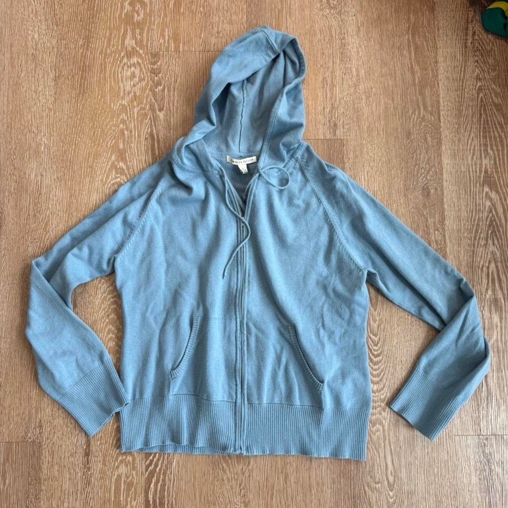 cute y2k baby blue zip up hoodie
